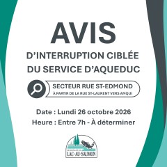 Avis d'interruption du service d'aqueduc