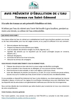 Avis préventif d'ébullition